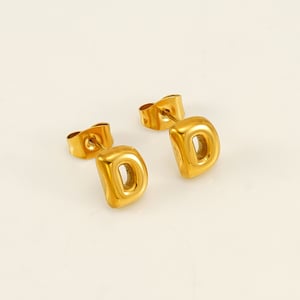 1 Pair Simple Series Elegant Letter D Titanium Steel  Gold Color Women's Stud Earrings h5 